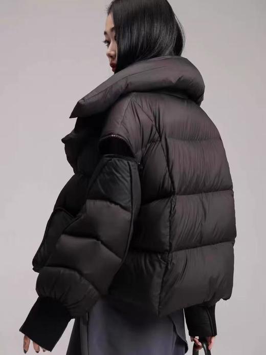 蓬松爆款【羽绒服】绒子含量90% 泡芙磁吸扣翻领蓬松保暖短款羽绒服-喜出 商品图3