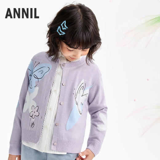 女童针织开衫春季新款安奈儿童装EG614520 商品图2