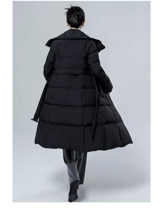 翻领大爆款【羽绒服】绒子含量90%！气质款！大翻领双排扣系腰带中长羽绒服-喜出 商品图2