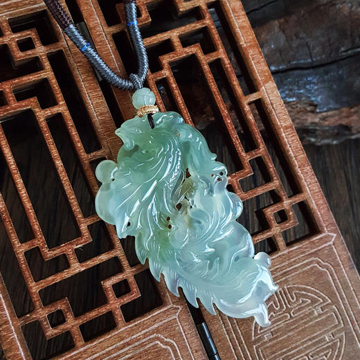 【天然正品】A货翡翠天然无杂裂冰种凤凰造型翡翠（幸福、尊贵）吊坠项链61.8*33.6*6..3MM（皆取最大值）女士131125NJM37 商品图2