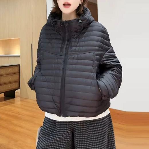 2025秋冬排骨风新款休闲时尚连帽蓬松保暖抽绳白鸭绒羽绒服外套女 商品图2