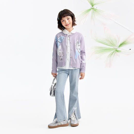 女童针织开衫春季新款安奈儿童装EG614520 商品图3