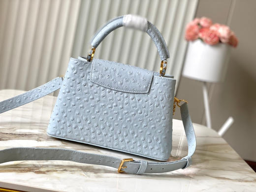 秋冬特惠💰1750 渠道级LV 新品 te级LV 动态芯片 M48865浅灰蓝鸵鸟二合一链条 本款 Capucines 手袋 商品图2