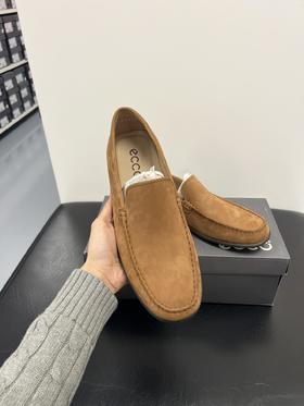 到手价950元 ECCO爱步男鞋经典款牛皮一脚蹬豆豆鞋开车鞋 休闲皮鞋570994莫克 美国代购，无中文标签，介意慎拍