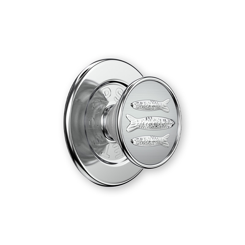 【海岸一日】沙丁银鱼 MAGSAFE磁吸 Round圆啪嗒系列 银色 动物 镜面