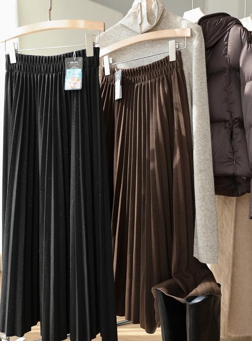 日落金山洒金秋冬百褶醋酸羊毛混纺高腰A字半身裙 商品图8