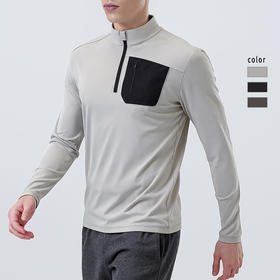 跃牌【跃LEAP-ACTIVE】户外防紫外线半拉链运动服 秋冬季男时尚立领内搭长袖t恤C52182