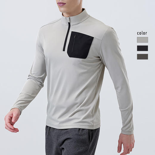 跃牌【跃LEAP-ACTIVE】户外防紫外线半拉链运动服 秋冬季男时尚立领内搭长袖t恤C52182 商品图0