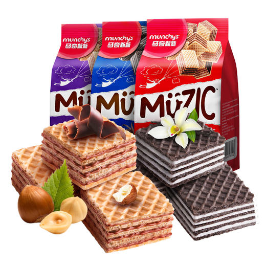 马奇新新妙乐威化饼干90g*6袋（巧克力味*2袋+香草味*2袋+榛子味*2袋） 商品图0