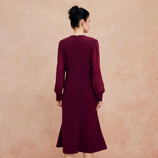 QG808斯尔丽2025新款宴会小礼服V型领收腰放摆鱼尾裙优雅知性连衣裙 商品图1