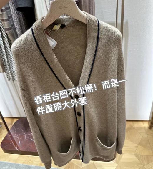 重磅渠道   lp栗子驼夹花开衫   撞色门襟老钱风  纯羊绒针织开衫 商品图3