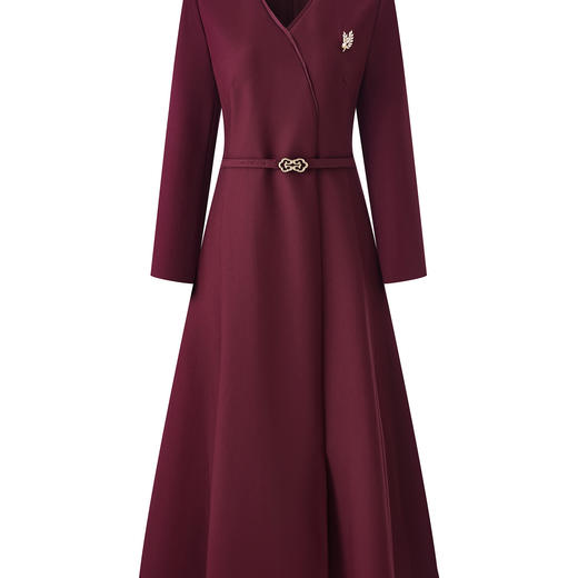 「高货wl」全新升级【铂金会员367/天猫499/差价132】(01040)洛诗琳法式V领长袖连衣裙2025秋冬气质收腰通勤显瘦A字裙 商品图3