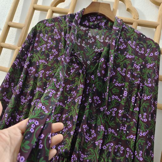 「断码清仓」碎花系带真丝连衣裙 L码 ZFYY121 商品图1