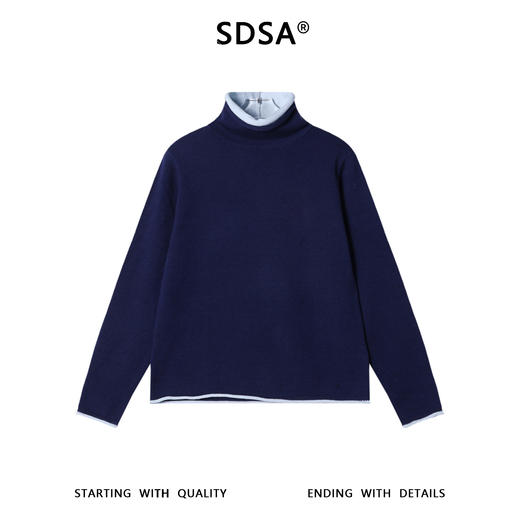 51181SDSA男士秋冬新款痞帅男装潮牌撞色立领毛衣百搭时尚简约针织衫 商品图1