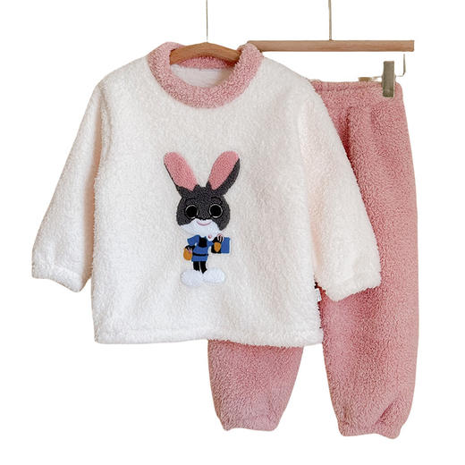 暖绒绒~儿童珊瑚绒家居服2025秋冬男童女童加厚保暖米粒绒睡衣套装 商品图4