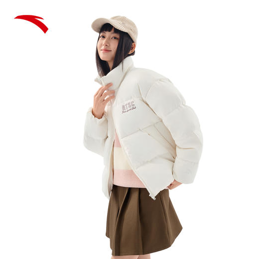 安踏无氟防泼水短款羽绒服女款冬季立领面包服棉服外套162548917N 商品图0