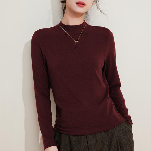 丁摩 打底衫女半高领黑色内搭高级感秋冬针织大码女装绵羊毛上衣5ZF-M948 商品图3