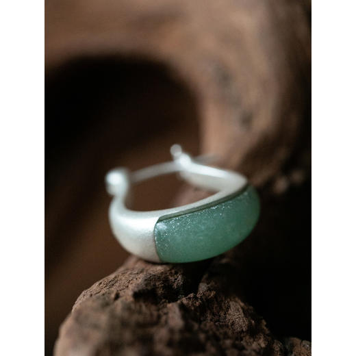 牧衣游 文艺复古百搭精致S925银东陵玉耳环 星眠【不支持会员折】 商品图3