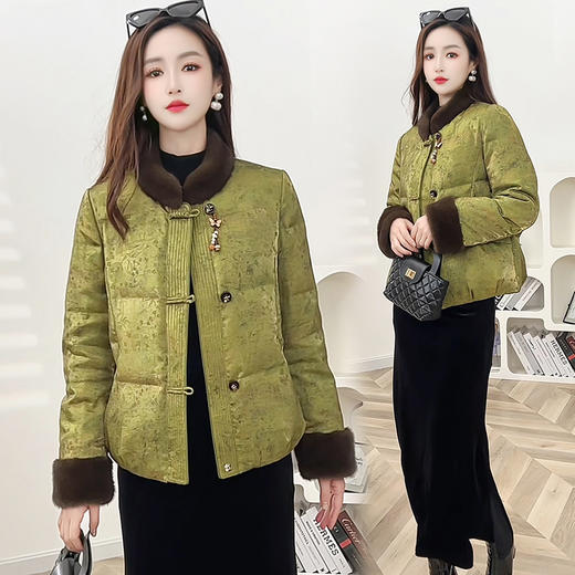 QYM BL882气质国风穿搭羽绒服时尚宽松显瘦休闲风白鸭绒外套 商品图3