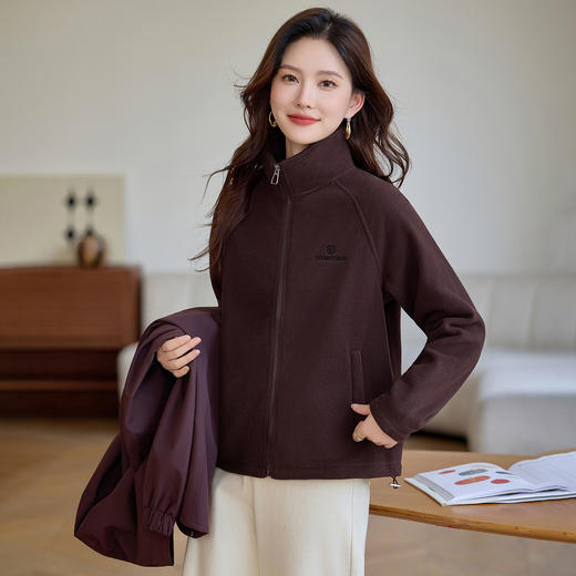 丁摩 摇粒绒外套女新款秋冬季爆款冲锋衣内胆保暖抓绒衣5ZF-7860 商品图3