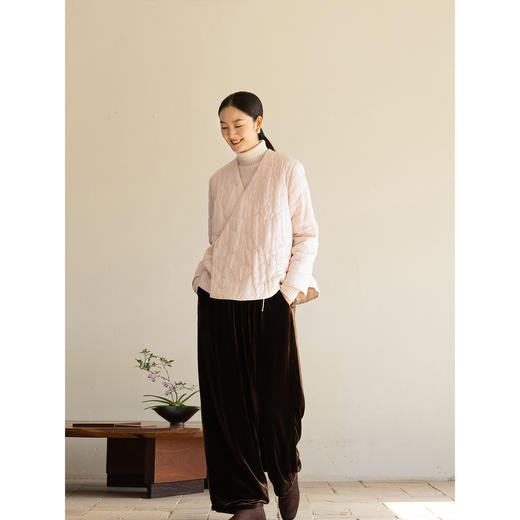 牧衣游原创 机绣丝棉棉衣新款粉色减龄宽松百搭复古薄款棉服 独酌 商品图3