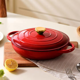 摩登主妇珐琅铸铁锅家用煲汤不粘焖炖锅电磁炉燃气专用平底海鲜锅