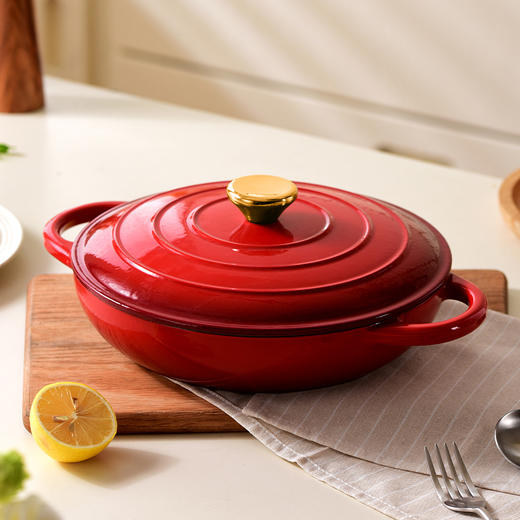 摩登主妇珐琅铸铁锅家用煲汤不粘焖炖锅电磁炉燃气专用平底海鲜锅 商品图0