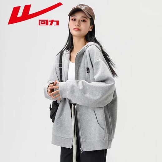 回力酒红色卫衣外套女2025冬季爆款加绒宽松圣诞新年连帽开衫上衣 商品图7