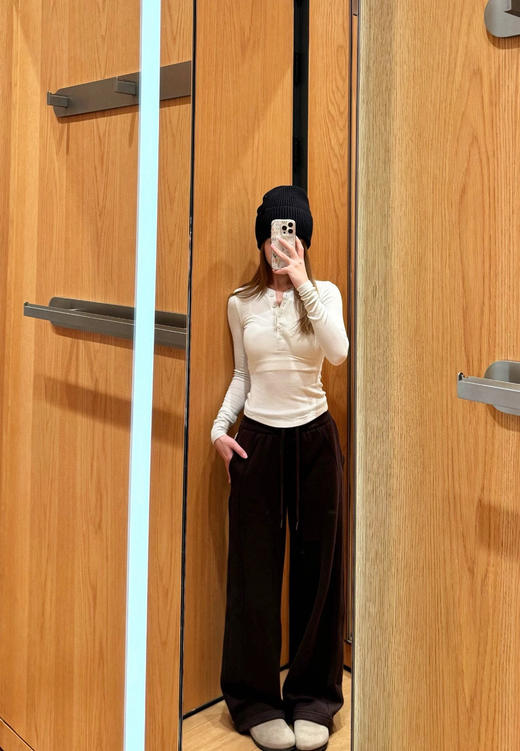 1124-4 爆款 lu Scuba系列 女士中腰加绒阔腿裤 休闲运动长裤 商品图7