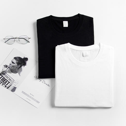 买一送一新款220g重磅白色棉长袖t恤男女圆领文化衫纯色青年休闲打底衫 商品图1