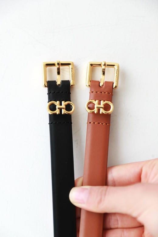 天然牛皮腰带，出口意大利。法式复古风金属五金固定皮带C112488 商品图13