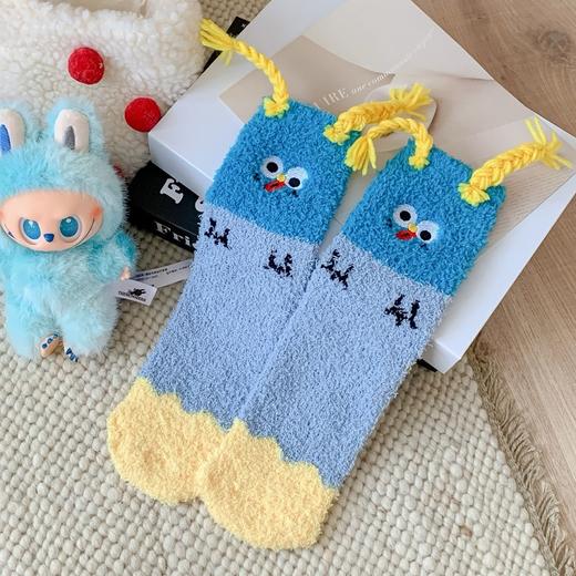 买手优选搞怪小丑珊瑚绒保暖中筒地板睡眠袜刺绣袜子168294575 商品图3