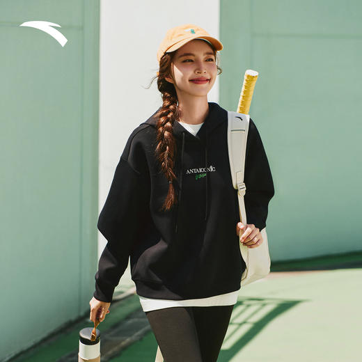 安踏易打理卫衣丨连帽卫衣女秋季新款印花休闲长袖上衣162548713 商品图0