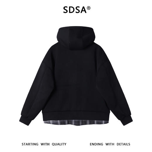 1799BSDSA秋冬新款痞帅男装韩版下摆拼接拉链立领连帽羽绒服外套百搭 商品图4