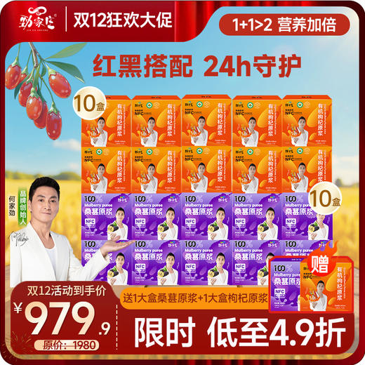 双12爆款 红黑原浆周期肝肾同补组合   桑葚原浆+枸杞原浆 商品图1
