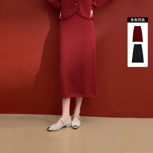 西遇满天星小香风针织半身裙女冬季新款高级感高腰显瘦A字裙V3755326 商品图0