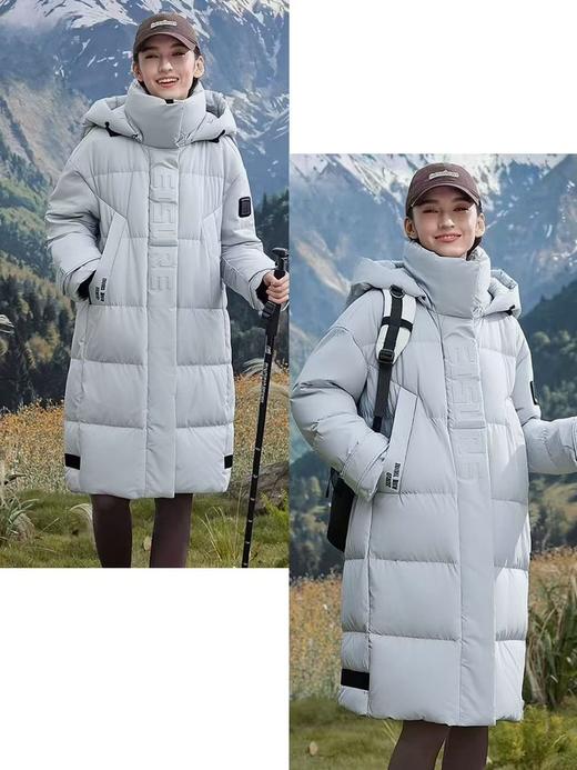 大牌剪标！做工精致！247g【羽绒服】绒子含量90%  中长工装风连帽可拆卸高克重保暖内里背带羽绒服-喜出 商品图2