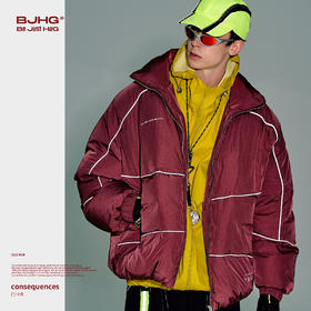 BJHG不计后果机能羽绒服男款冬美式运动外套90绒面包服反光外套女