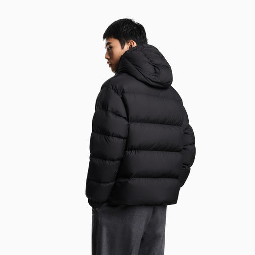 EMPORIO ARMANI 阿玛尼 男士徽标贴片防水绗缝防撕裂尼龙连帽羽绒服 黑色 EM003050 AF18231 UC001 商品图2