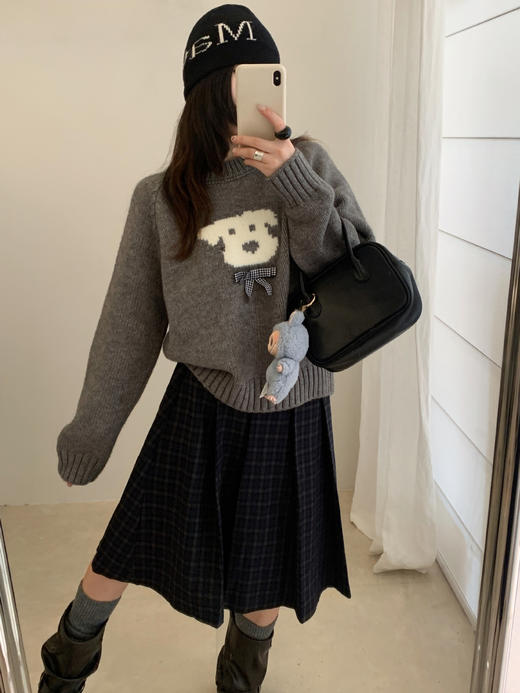 【YW】无忧购减龄卡通狗狗蝴蝶结圆领套头秋冬毛衣女91447（截单后3-5天发货） 商品图2
