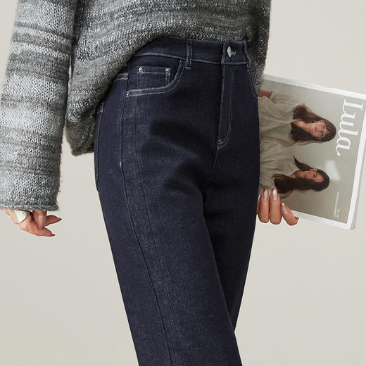 【中厚绒-烟管牛仔】逸阳冬新品不易褪色加绒加厚猞猁绒直筒裤9815 商品图2