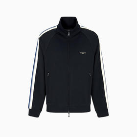 EMPORIO ARMANI 阿玛尼 男士饰有撞色条纹 ASV 全拉链运动卫衣 黑色 EM002872 AF13488 UB118