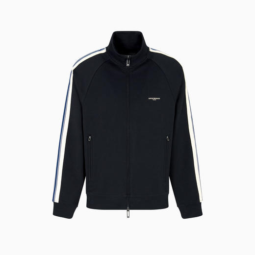 EMPORIO ARMANI 阿玛尼 男士饰有撞色条纹 ASV 全拉链运动卫衣 黑色 EM002872 AF13488 UB118 商品图0
