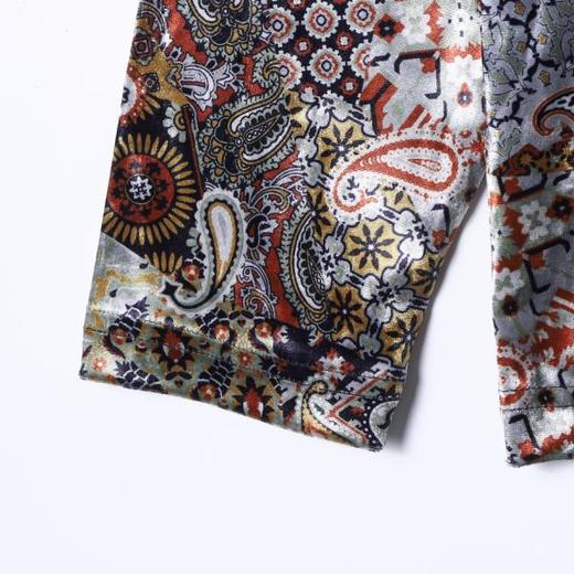 T5050SDSA秋冬新款痞帅男装潮牌撞色抽象植物花卉半高领长袖T恤百搭 商品图4