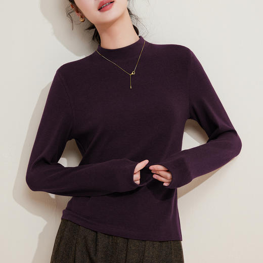 丁摩 打底衫女半高领黑色内搭高级感秋冬针织大码女装绵羊毛上衣5ZF-M948 商品图2