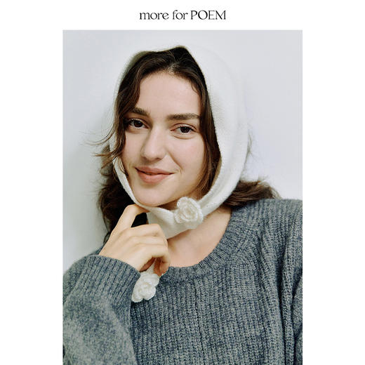 moreforPOEM 25/FW立体花朵三角巾围巾纯羊毛 商品图1