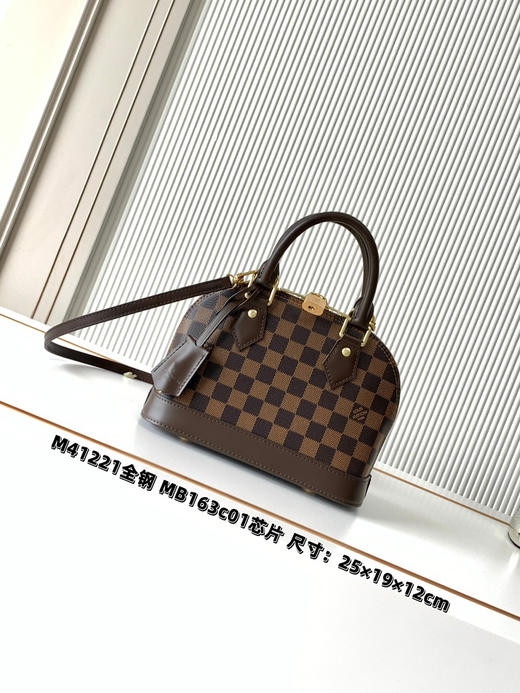 秋冬特惠💰1300 渠道级LV【全钢五金 MB163c01变码芯片】te级LV 全套包装 M41221咖啡格 本款 Alma BB 手袋 商品图0