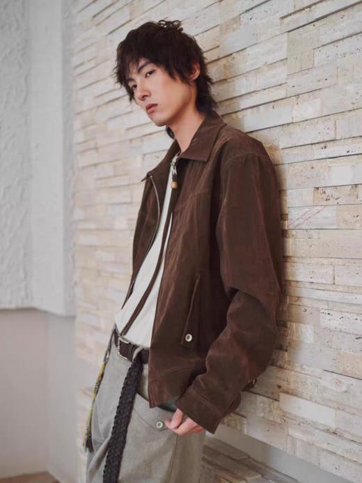 共和GongheRepub/GH24045/「松烟」短绒深咖麂皮夹克 商品图3