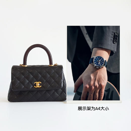 【95新】CHANEL香奈儿A92990 Y83569 N0735小号黑金荔枝皮红蜥蜴手柄Coco handle手提单肩包女士081125NJS03 商品图10