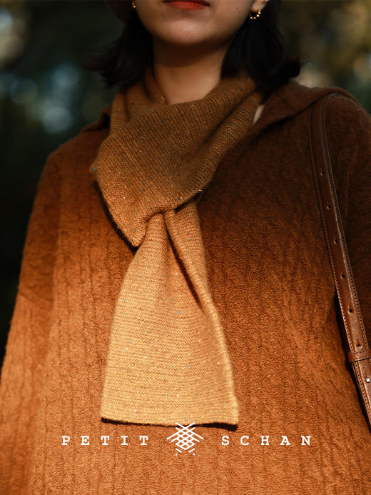 PETIT SCHAN小闪 ACC#048 Maple Syrup 枫糖 羊绒羊毛牦牛绒彩点纱围巾 商品图3